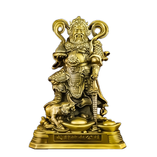 铜武财神赵公明摆件纯黄铜财爷赵元帅财神赵公明神像五路财神客厅