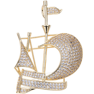 【新品】帆船胸花胸针女高档女奢华气质项链别针固定衣服配饰扣针