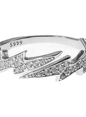 FF假朋友满钻闪电925纯银戒指