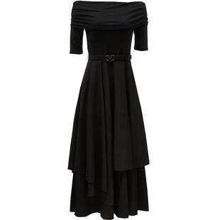 Vero Moda连衣裙夏季一字领轻熟法式风优雅宴会礼服裙32426Z003