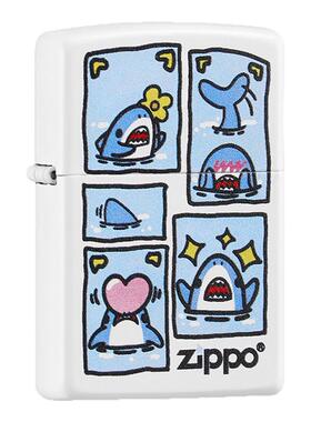 七夕情人礼物送男朋友礼盒装 zippo打火机白哑漆鲨鱼日记防风煤油