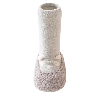 新生婴儿冬季鞋袜男女宝宝卡通加厚防滑鞋子一体不掉跟加绒步前鞋