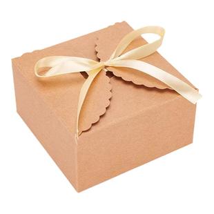 牛皮纸小方盒花边喜糖牛轧糖雪花酥花边盒红色糖果烘焙包装纸盒