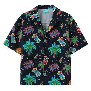 vodabeba夏威夷风衬衫套装亲子沙滩裤夏季度假海边海滩男士花衬衣