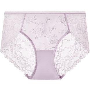 曼妮芬内裤女士舒适中低腰三角裤性感蕾丝裤抗菌内裆底裤20612448