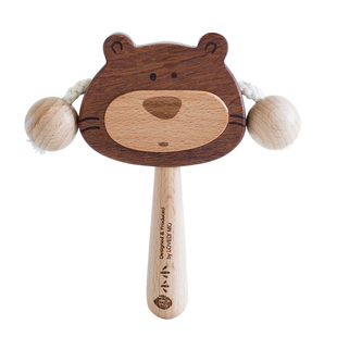 墨小小拨浪鼓可啃咬宝宝满月木制抓握新生儿礼物婴儿手摇鼓玩具