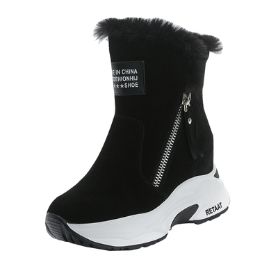 冬加绒真皮休闲雪地靴内增高短靴