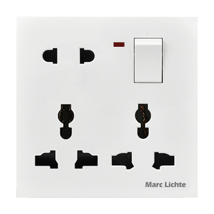 86型多功能国际通用墙壁电源10安一开八孔16A插座面板带开关家用