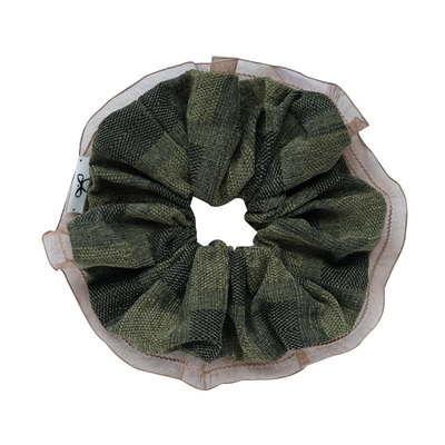 朴遇墨绿色秋冬花边大肠圈头绳