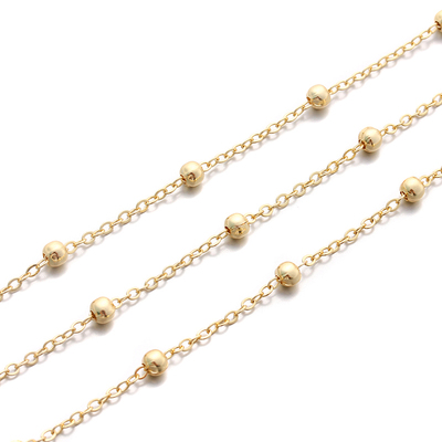 14K18K保色夹珠链条金属手工diy