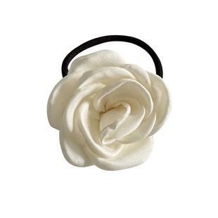 山茶花发夹气质发圈小香风网红头饰白复古花朵发绳甜美少女侧发卡