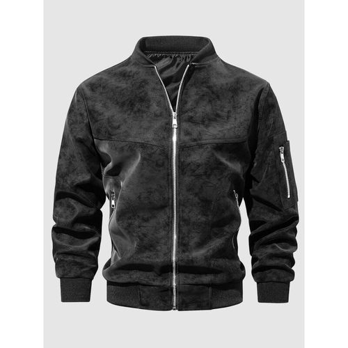 V 49208 Men's Suede Fleece Zipper Jacket 麂皮绒夹克 跨境