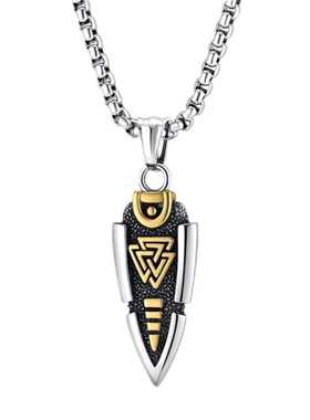 潮男女复古钛钢维京奥丁之矛项链