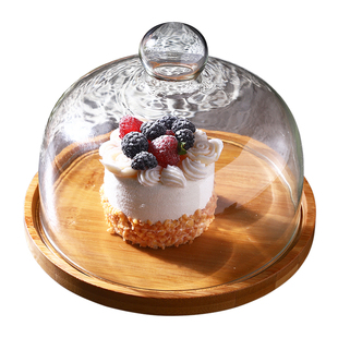 水果试吃盘带盖店用透明玻璃罩面包甜品蛋糕盖点心展示托盘品尝盘