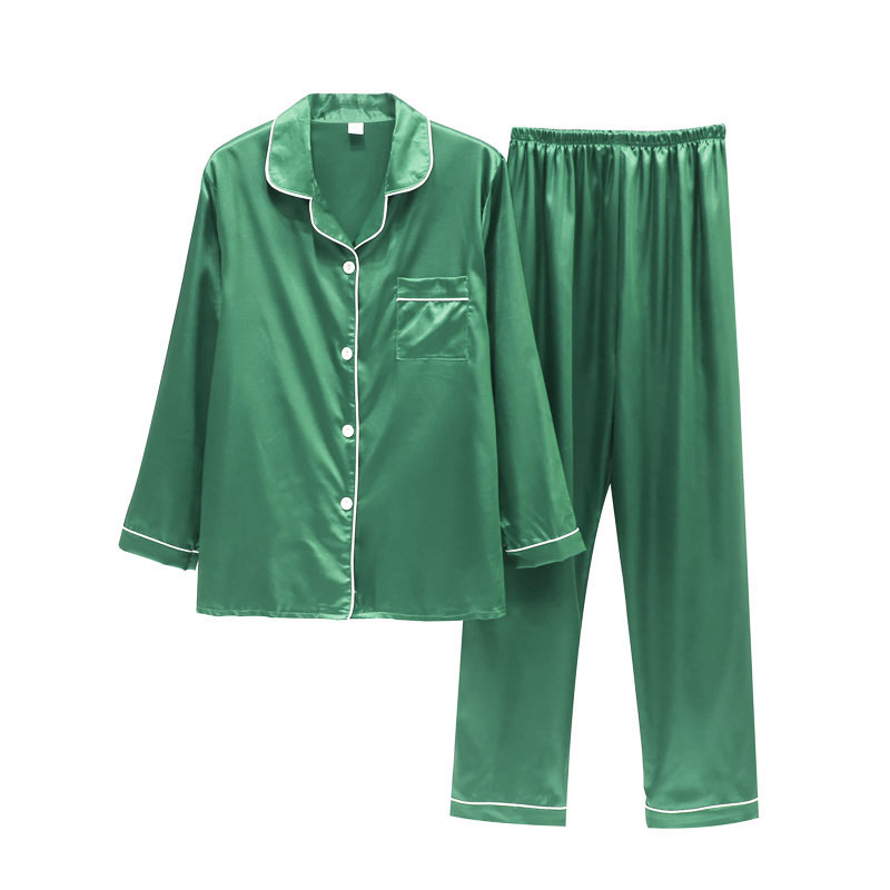 加大码睡衣女春秋 长袖薄款真丝胖mm200斤夏冰丝绸宽松家居服套装
