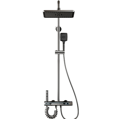 官方旗舰正品全铜恒温枪灰色淋浴花洒套装沐浴杆家用增压花洒套装