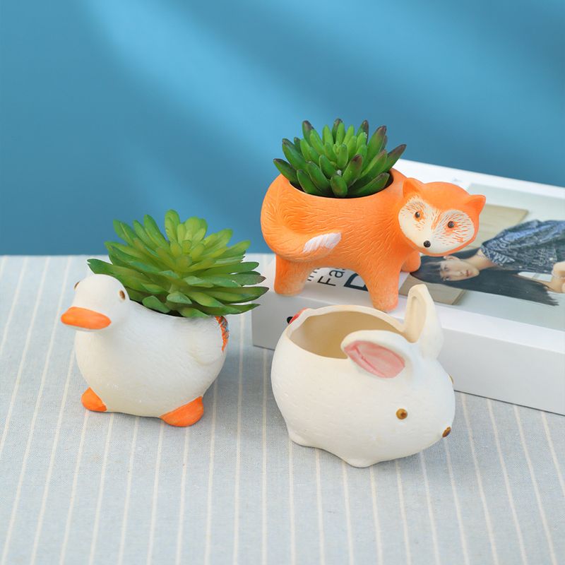 卡通动物多肉花盆陶瓷透气跨境摆件陶园艺粗装盆栽家居幼儿园软