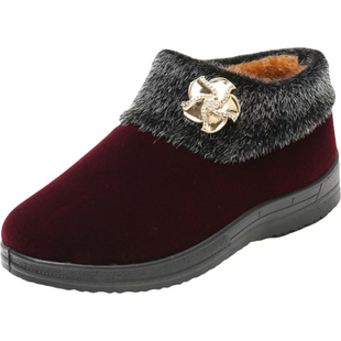 奶奶棉鞋冬季女妈妈保暖鞋加绒外穿防滑女棉鞋平底休闲老北京33码