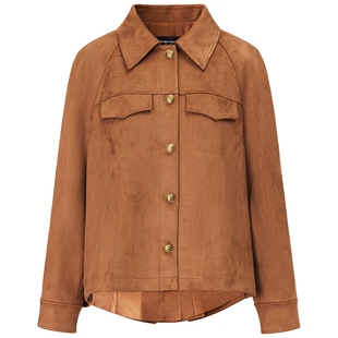 FF仿佛外套女美拉德复古衬衣2025秋季新款短款麂皮绒外搭加厚衬衫