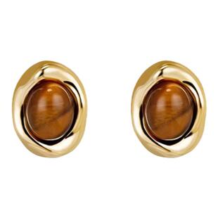 轻奢风复古耳夹女高级感气质耳环小众独特设计大气爆款棕色耳饰女