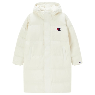 Champion冠军长款情侣羽绒服男冬连帽宽松h型羽绒大衣包裹外套女