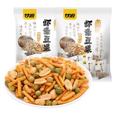 甘源烤肉味虾条豆果500g/袋蟹黄味鲜虾味青豆 蚕豆花生混合坚果