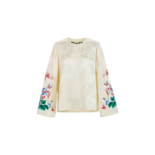 MNGATA G.宫小妍【锦瑟花开】盘扣提花新中式中国风百搭上衣