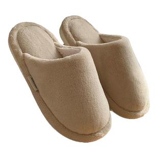 细细条 日式无印风简约高级感棉拖鞋男女冬季防滑保暖毛绒家居鞋