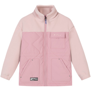 水孩儿女童棉服秋冬装新品中大童立领保暖开衫摇粒绒夹棉外套