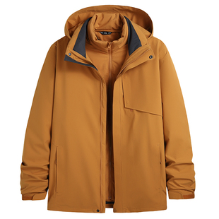 羽绒服冲锋衣男士加肥大码户外登山防风保暖外套肥佬冬装羽绒夹克