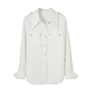 白色磨毛灯芯绒衬衫女2026年秋冬新款长袖衬衣内搭叠穿高级感上衣