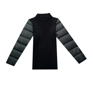 羽绒袖打底衫女冬季新款加厚90白鸭绒搭配皮草马甲黑色毛衣针织衫