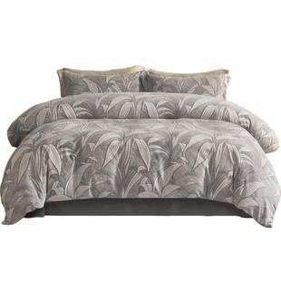 南方寝饰一叶知秋烂花绒床单款四件套牛奶绒被套冬季家纺床上用品