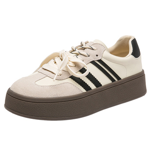 日泰女鞋秋季新款厚底德训鞋时尚舒适板鞋复古百搭轻便运动休闲鞋