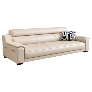 北欧2025新款现代简约猫抓皮客厅小户型直排三人位真皮沙发网红款