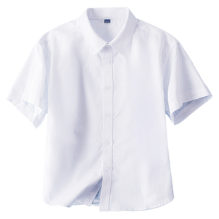 胖童白衬衫短袖男童白衬衣儿童纯棉白色演出服男孩大童小学生校服