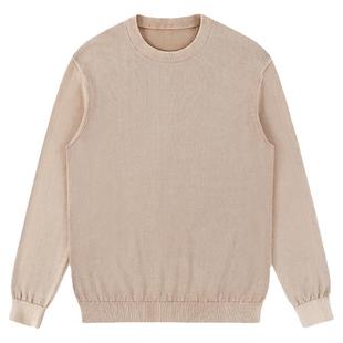 MrBu布先生石磨水洗纯棉针织衫男秋冬进口低弹丝圆领内搭BT11916