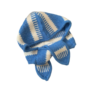 赵露思同款蓝色条纹巴拉克拉法帽女冬季保暖防寒针织帽子围巾一体