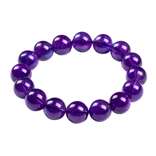 正品天然乌拉圭紫水晶手串男女士同款单圈上岸小手链纯原石克拉曼