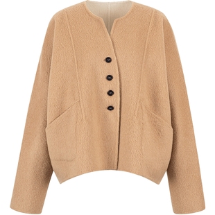 衣香丽影全羊毛大衣女短款小个子2025冬装新款氛围感双面呢子外套