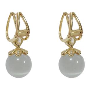 轻奢百搭锆石猫眼石耳环女气质法式耳钉2025年新款爆款高级感耳饰