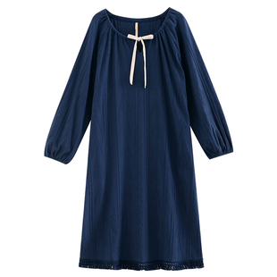 家乐芬睡裙女士睡衣春秋季秋款纯棉长袖长款连衣裙子夏款薄款大码