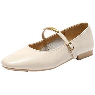 森达玛丽珍小皮鞋内增高女鞋小金豆商场同款新款复古法式软底羊皮