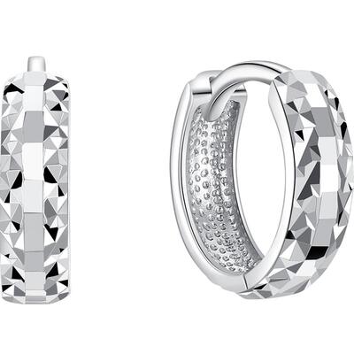 潮宏基铂金耳扣简约菱格