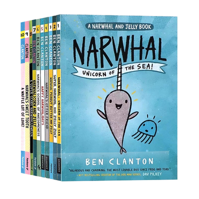 独角鲸和水母的故事10册 英文原版漫画 Narwhal and Jelly book 海洋生物百科趣味寓言故事 儿童科普绘本课外阅读5-7岁Ben Clanton