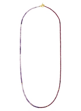 sunshifen Rainforest系列紫云母石榴石天然石串珠长项链毛衣链