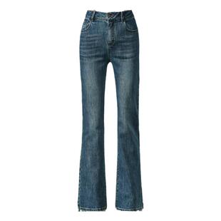 逸阳牛仔裤女微喇裤春季新款复古高腰弹力喇叭裤瘦腿长裤子