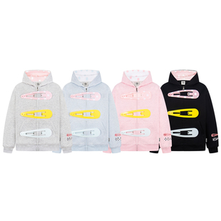 XKSHUO原创美式大发夹设计彩色可拆卸趣味拉链连帽开衫外套