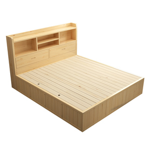 实木高箱储物床气压床松木单人双人床儿童收纳床无甲醛榻榻米地台