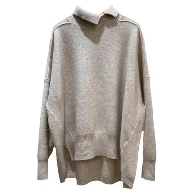 慵懒翻领开叉毛衣针织衫